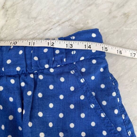 J. Crew Polka Dot Skirt 100% Linen Cotton Lined Blue White Pockets size 8 - Picture 4 of 5